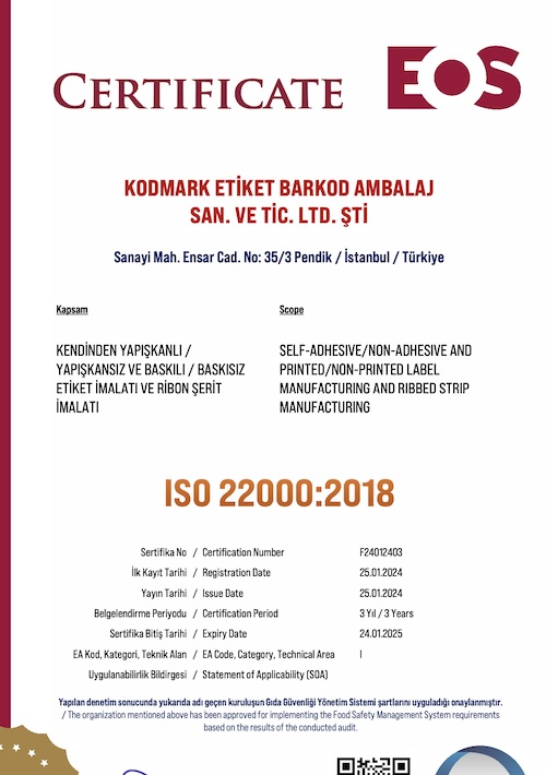 ISO 22000 Sertifikası
