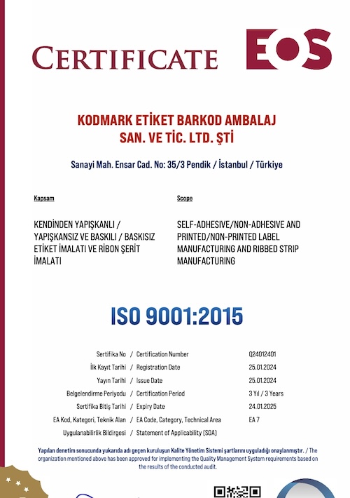 ISO 9001 Sertifikası